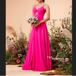 Dress the Population Cambria Twist Bodice Gown Maxi Dress hot pink size medium